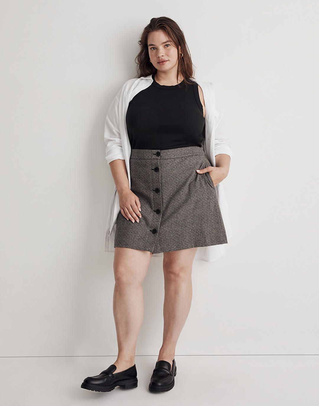 Plus Button-Front Mini Skirt | Madewell