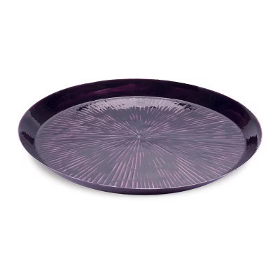 HomeRoots 14" Purple Metal Etched Round Serving Tray | Target