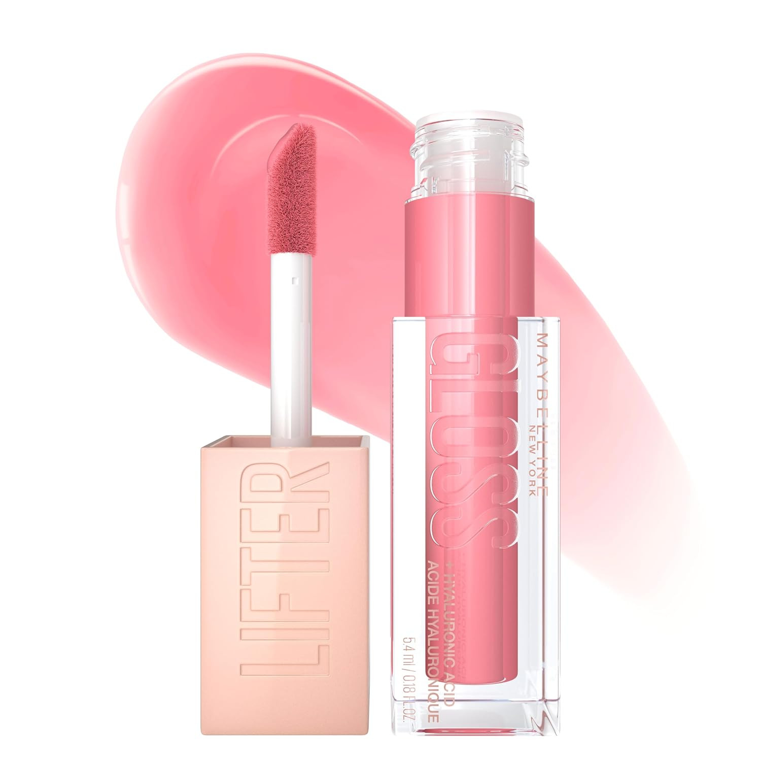 Maybelline New York Lifter Gloss Hydrating Lip Gloss with Hyaluronic Acid, Gummy Bear, Sheer Light Pink, 1 Count | Amazon (US)