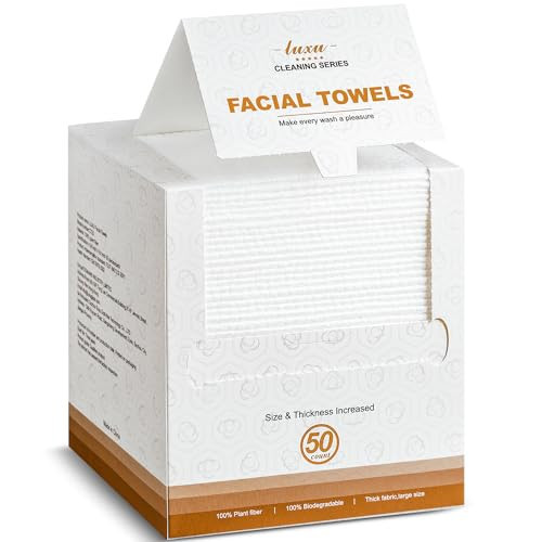 Disposable Face Towel,Biodegradable Facial Towels,Extra Thick Soft Large Clean Facial Towels Plant Fiber Facial Washcloth Dry Wipes for Sensitive Skin,Travel,Makeup Remover-50 Count | Amazon (US)