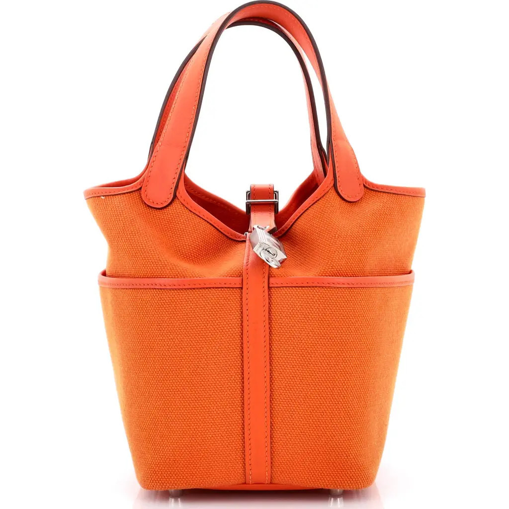 Pre-Owned Hermes Cargo Picotin Lock Bag Canvas and Swift PM in Orange Minium at Nordstrom, Size X-Small | Nordstrom