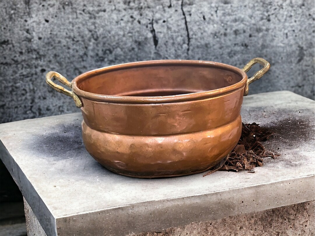 Rustic Vintage Copper Pot Vintage Farmhouse Decor BOHO Home Decor Pot Rustic Hammered Metal Pot R... | Etsy (US)