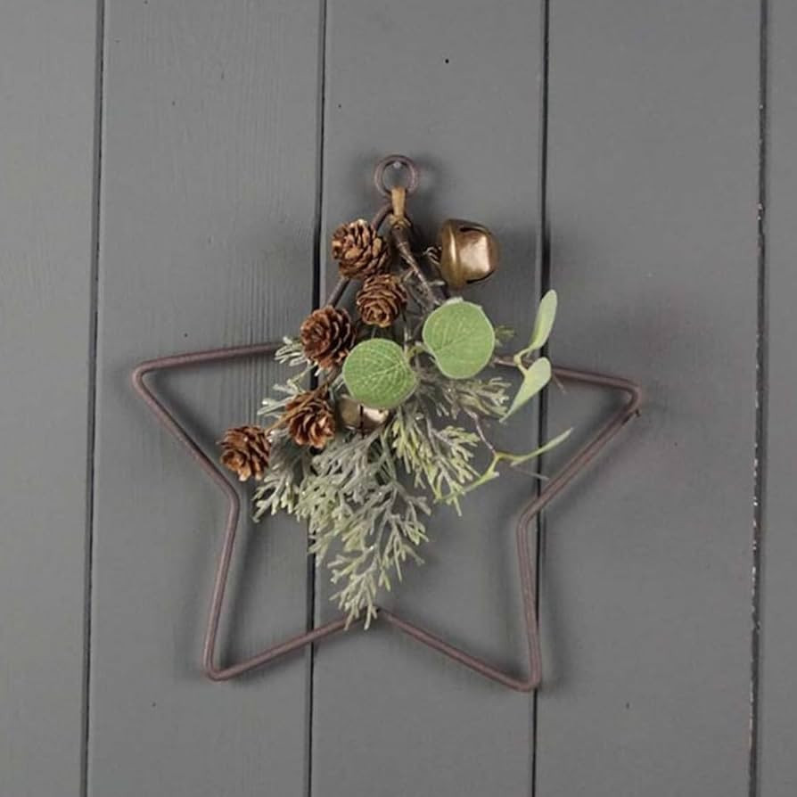 Star Wire Wreath with Faux Foliage and Brass Bells, 20cm, Christmas Decor | Amazon (UK)