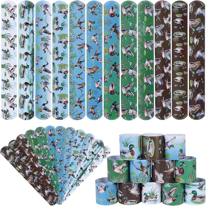 Serencatcher 48PCS Mallard Duck Party Favors Slap Bracelets One Lucky Duck Birthday Decorations D... | Amazon (US)