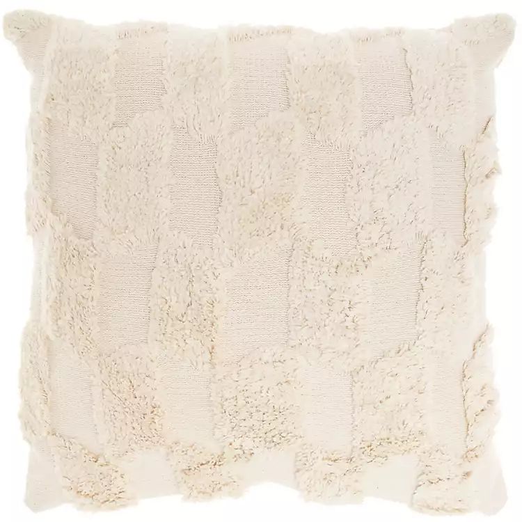 Ivory Tufted Checkers Pillow | Kirkland's Home