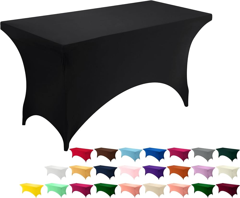 Utopia Kitchen 4ft Spandex Table Cloth Rectangle [1 Pack, Black] 200GSM Premium Stretch, Lycra, W... | Amazon (US)