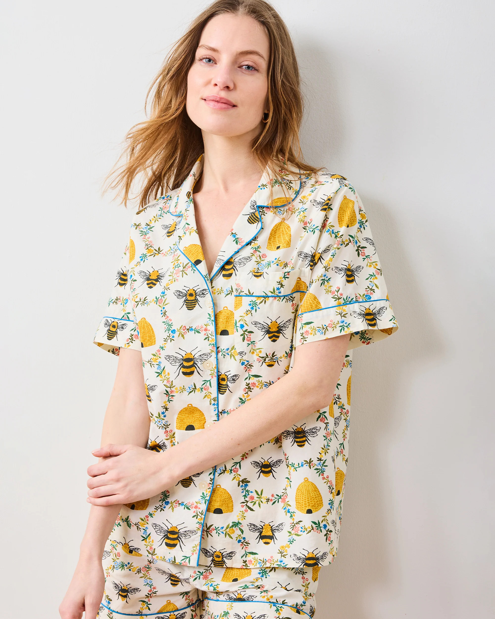 Sweet Bee - Women's Organic Cotton Short PJ Set - Cream | Printfresh