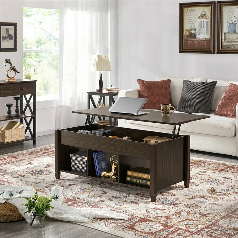 Alden Design 47.5" Lift Top Coffee Table with 3 Storage Compartments, Espresso - Walmart.com | Walmart (US)