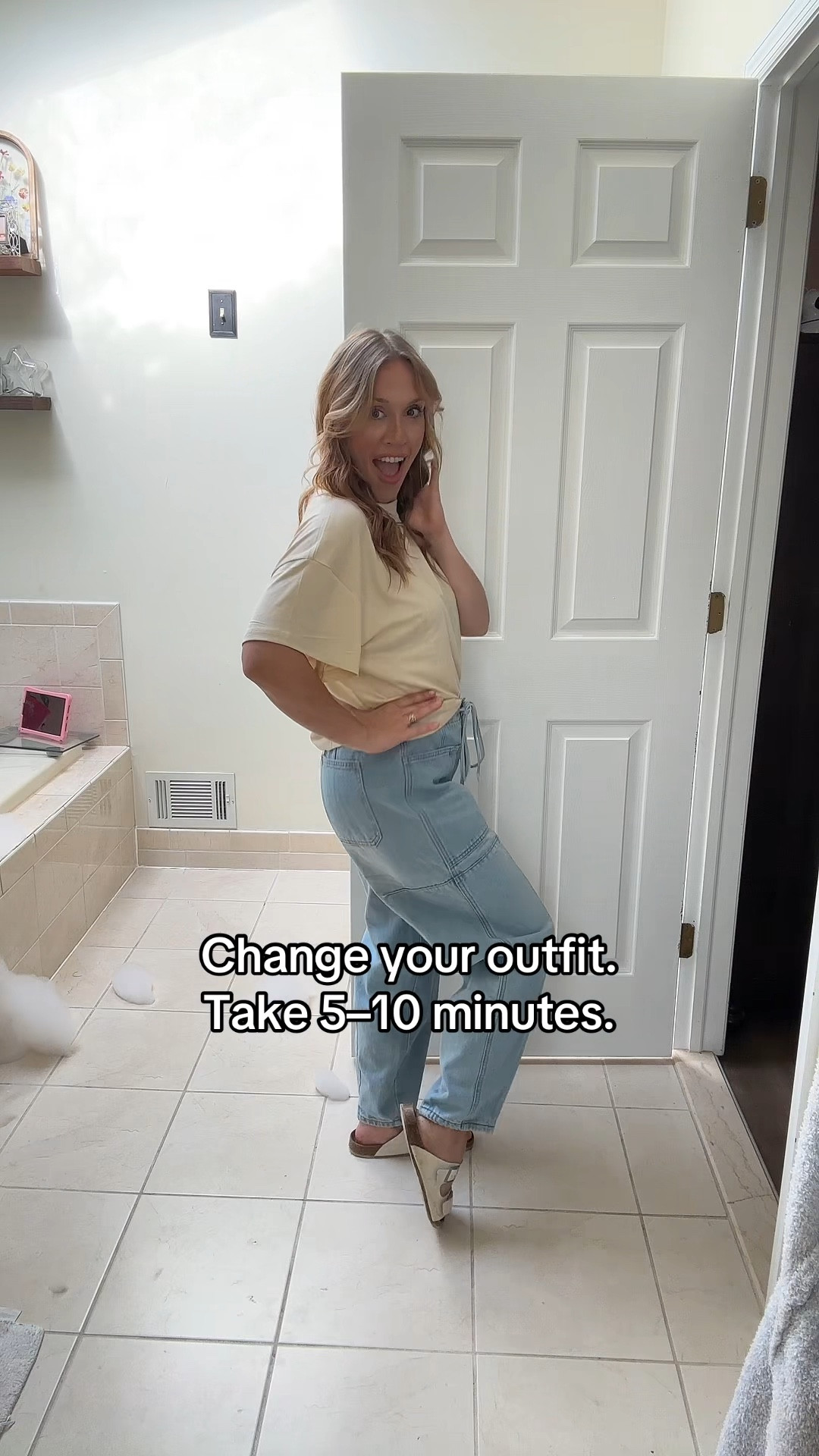 Biggest game changer for me as a state home mom is to just dedicate a little time to get changed a little bit more cleaned up and make the day feel intentional and also new. Especially since I am home so often, it can feel very much like Groundhog Day. The same thing over and over. So just a dedicate a little time to switch things up has helped with my mental health so much.

#LTKBeauty #LTKPetite #LTKFindsUnder50