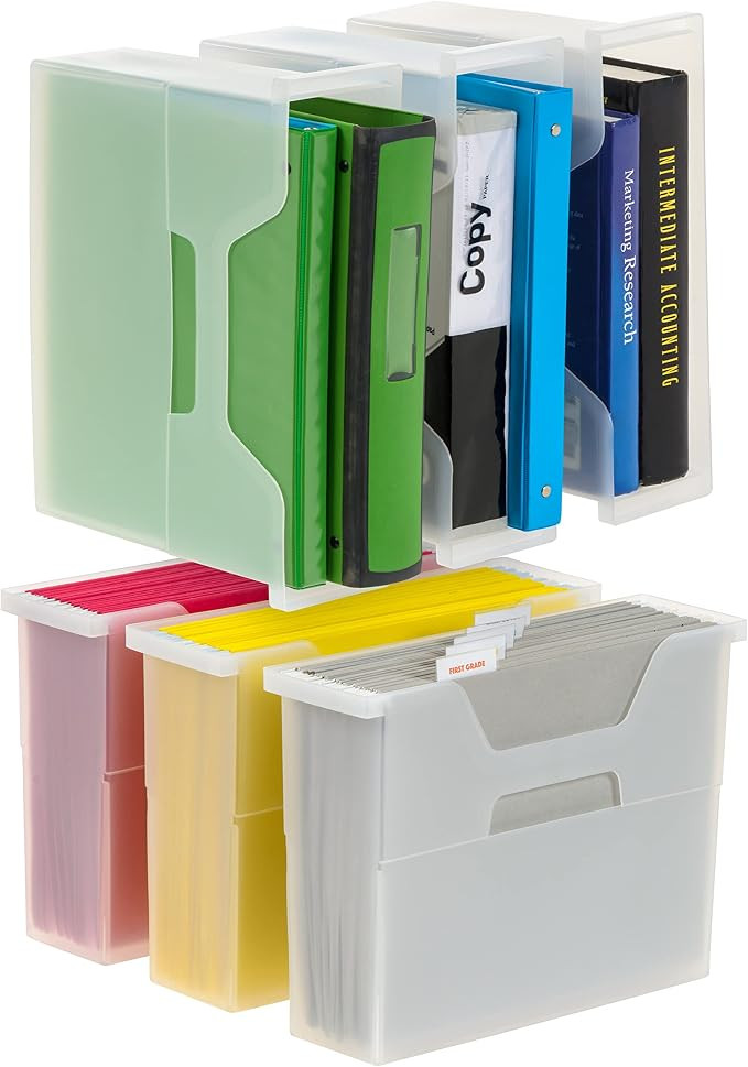 IRIS USA 6-Pack Small Desktop File Box with Open Lid, Clear | Organize classroom papers, lesson p... | Amazon (US)