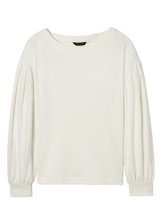 Banana Republic Womens Brushed Bishop-Sleeve Top White Size XL | Banana Republic US