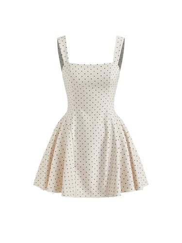 CIDER Womens Polka Dot Going Out Dress Cute Summer Date Night Square Neck Sleeveless Mini Dress | Amazon (US)