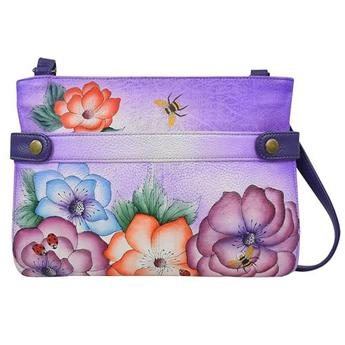 Anna by Anuschka Women's Original Hand-Painted Genuine Leather Medium Crossbody - Paradise Found | Amazon (US)