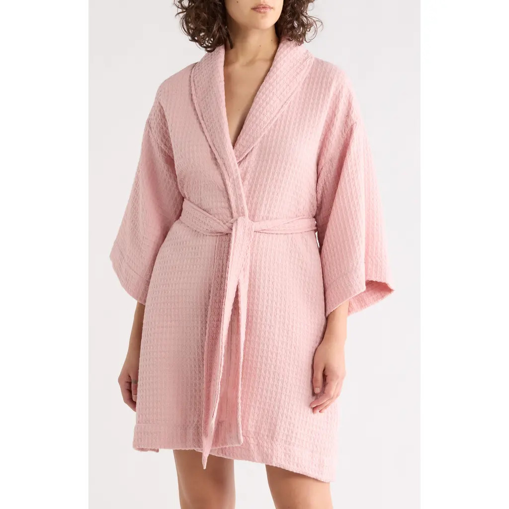 NORDSTROM RACK Cotton Waffle Knit Robe in Pink Puff at Nordstrom Rack, Size X-Large | Nordstrom Rack
