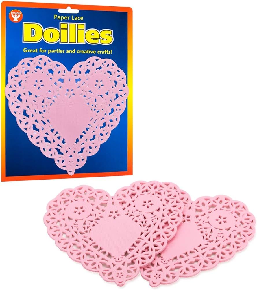 Hygloss Products Heart Paper Doilies – 6 Inch Pink Lace Doily for Decorations, Crafts, Parties,... | Amazon (US)