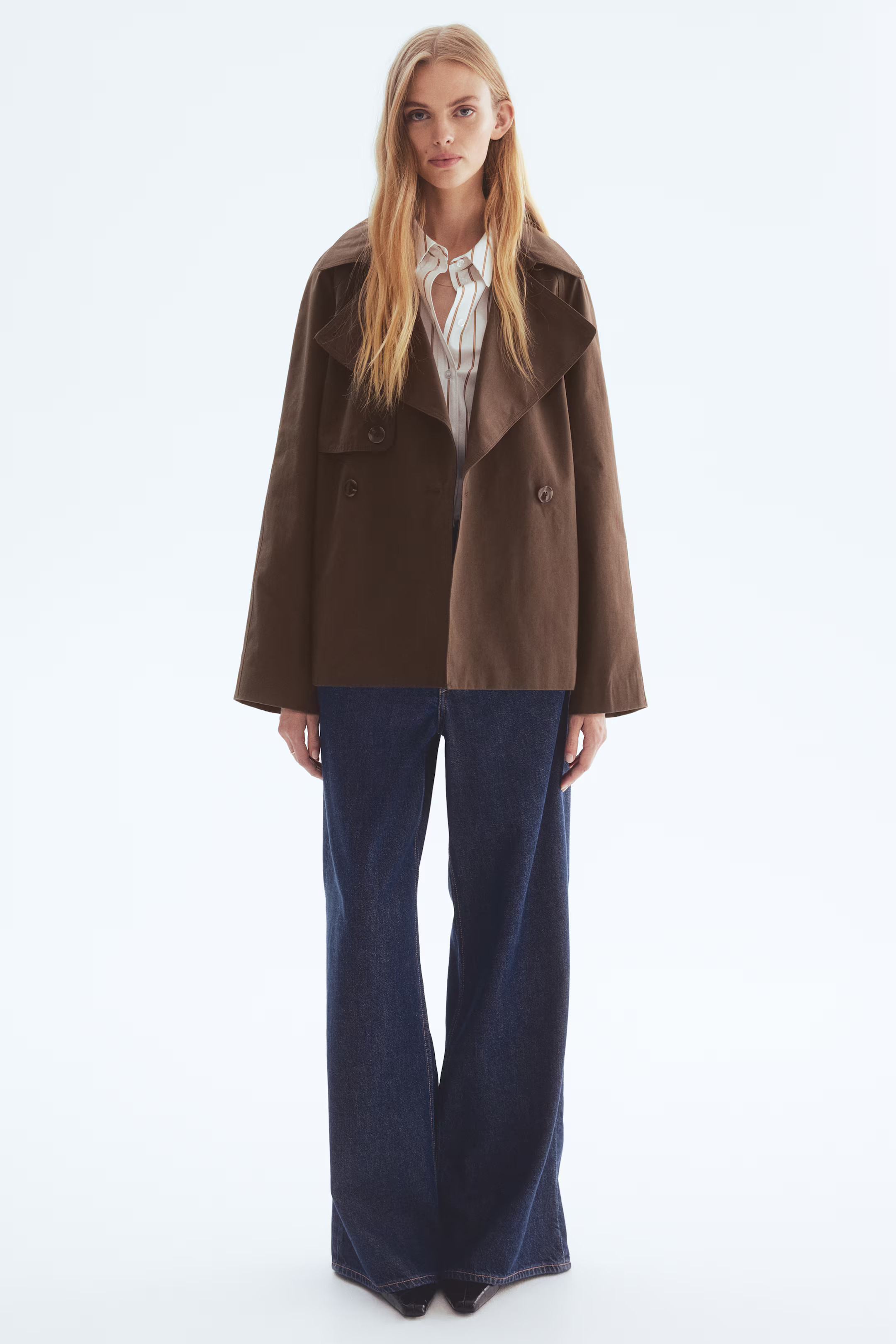 Short trench coat - Dark brown - Ladies | H&M GB | H&M (UK, MY, IN, SG, PH, TW, HK)