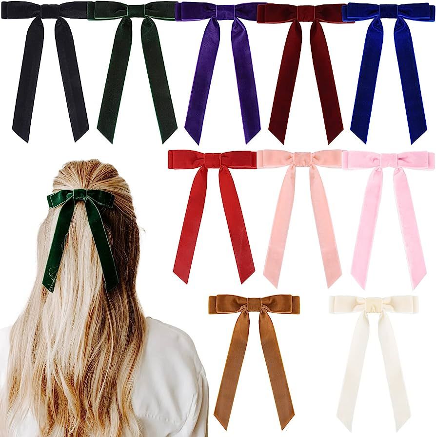 10PCS Velvet Bows Hair Clip Ribbon Accessories Ponytail Holder Hair Bow for Women Girls Toddlers ... | Amazon (US)