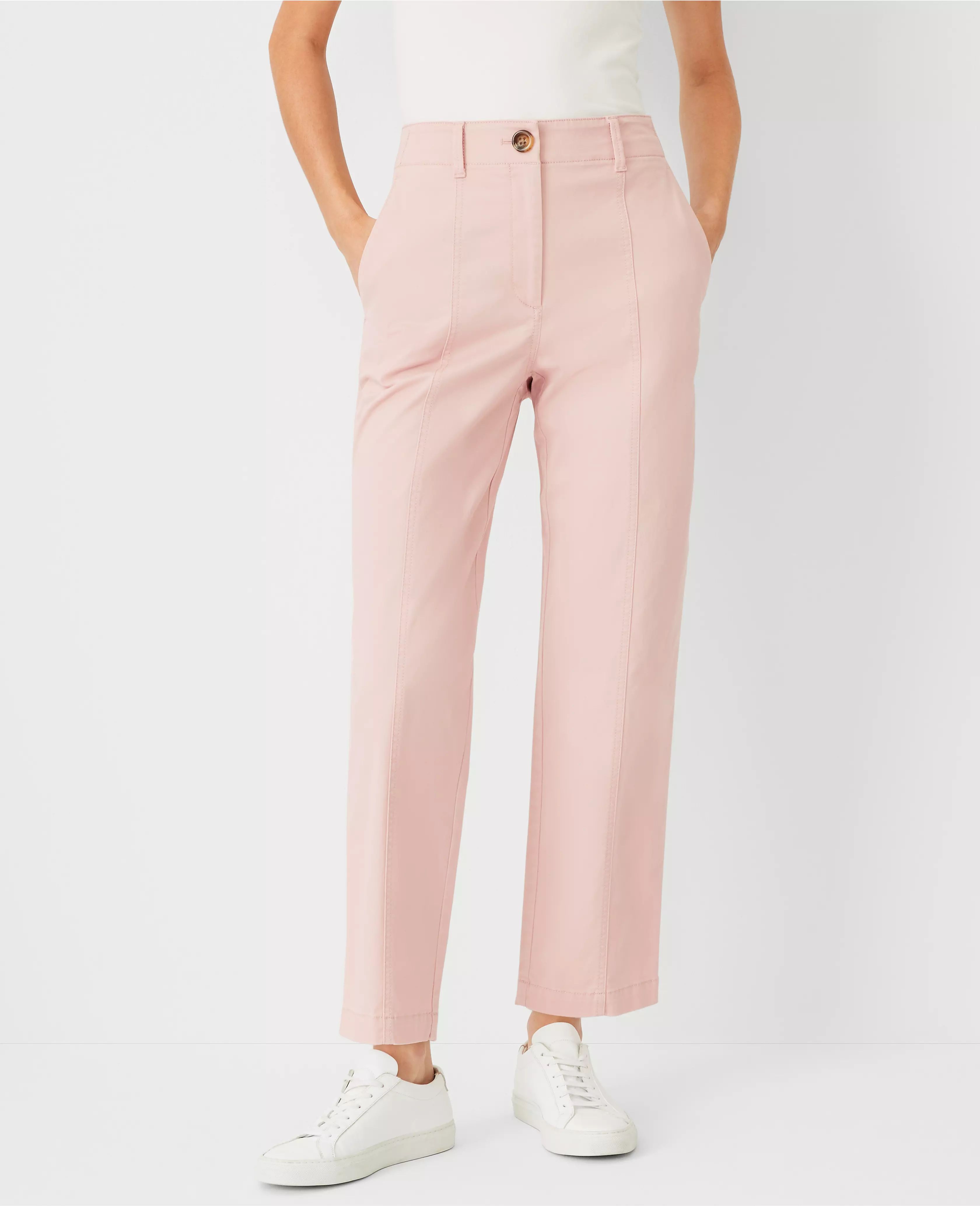 AT Weekend Seamed High Rise Straight Ankle Pants in Chino | Ann Taylor (US)