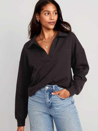 Slouchy Polo Pullover Sweatshirt for Women | Old Navy (US)