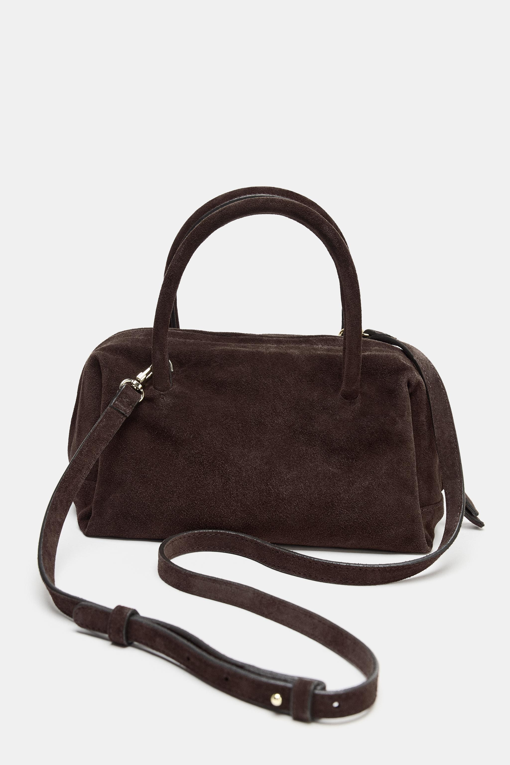 SPLIT SUEDE BOWLING BAG | Zara UK