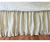 CREAM Bedskirt with ruffle hem, Linen Bed Skirt, Cream Dust Ruffle, Shabby Chic Bed Skirt, Twin Bed  | Amazon (US)