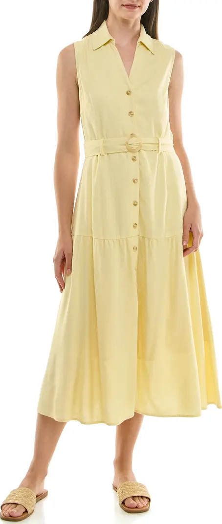 Sleeveless Belted Linen Shirtdress | Nordstrom Rack