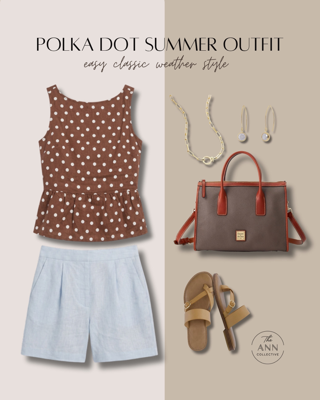 A classic polka dot top paired with linen shorts is one of my favorite easy summer combinations. Add comfortable sandals and a timeless handbag for an outfit that’s effortless, polished, and easy to wear.

#LTKootd
