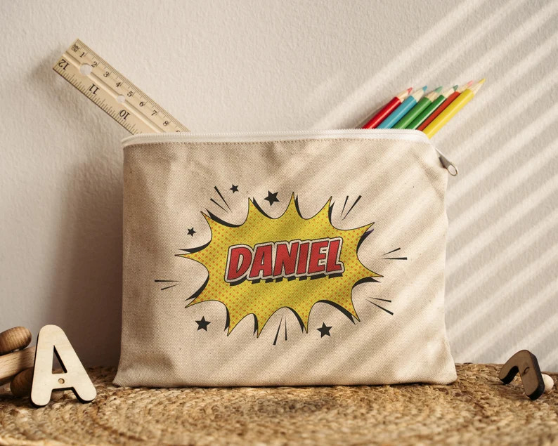 Personalized Name Pencil Case, Custom Canvas Pouch, School Supply Organizer - Etsy | Etsy (US)