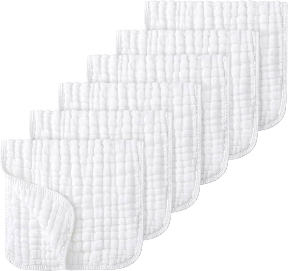 Looxii Muslin Burp Cloths 100% Cotton Muslin Cloths Large 20''x10'' Extra Soft and Absorbent 6 Pa... | Amazon (US)