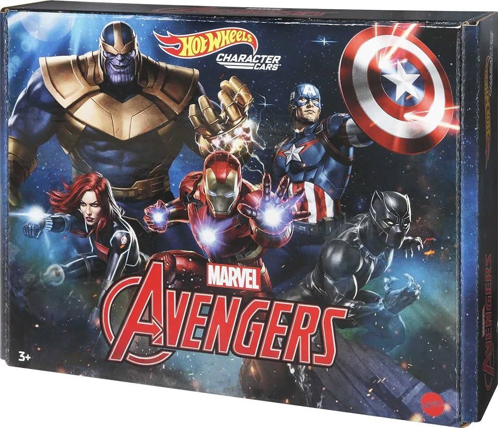 Hot Wheels Marvel Toy Character Car 5-Pack in 1:64 Scale: Captain America, Black Panther, Black W... | Amazon (US)