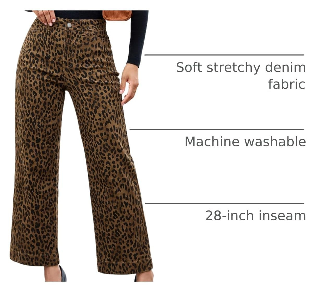 luvamia Wide Leg Jeans for Women Leopard Cheetah Print Ankle Denim Pants | Amazon (US)