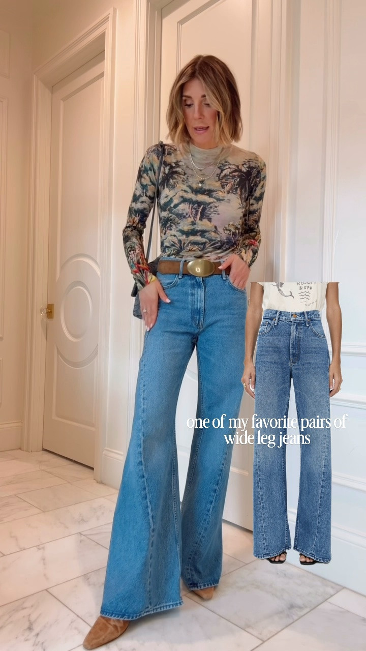 Love three wide leg jeans! So glad they are back in stock for fall! I'm wearing size 24 I sized down one size