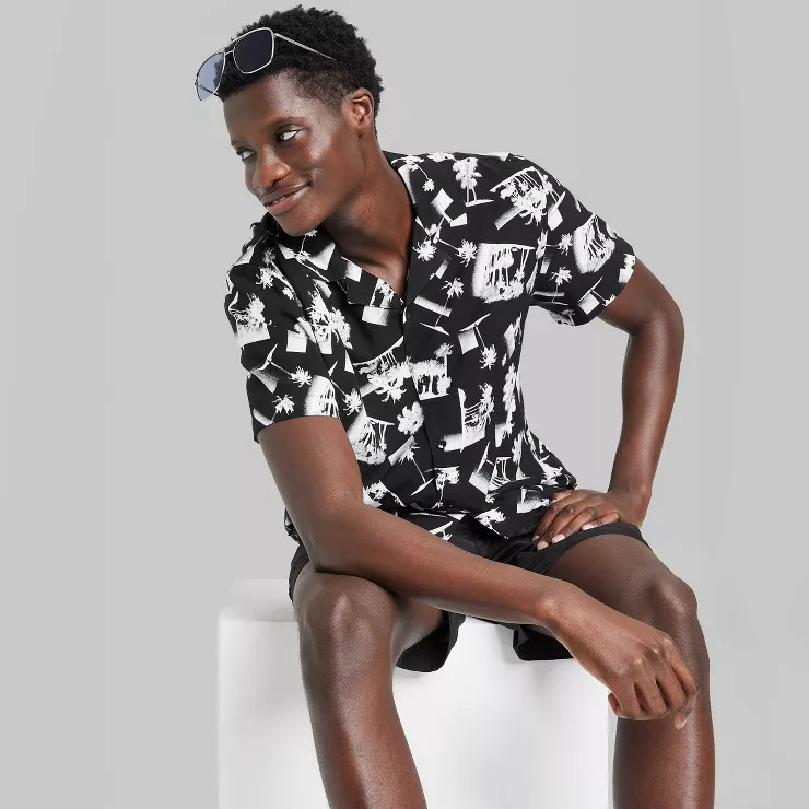 Men's Short Sleeve Button-Down Shirt - Original Use™ Black/White | Target