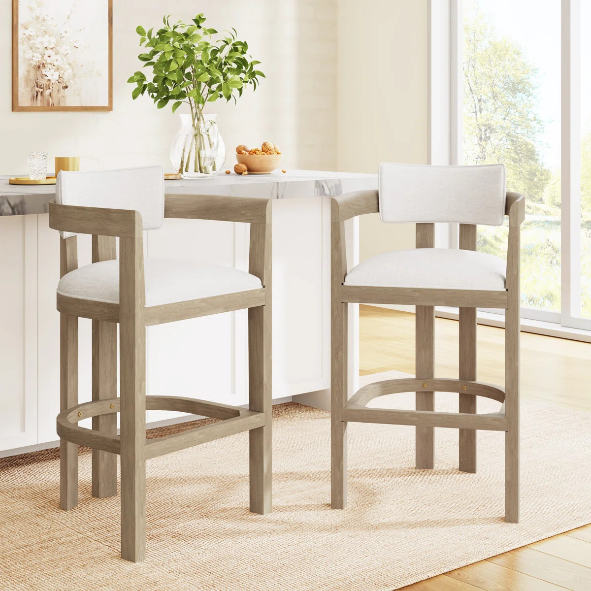 Laurentides 30" Seat Height Upholstered Bar Stools With Rubberwood Frame (Set of 2) | Wayfair North America