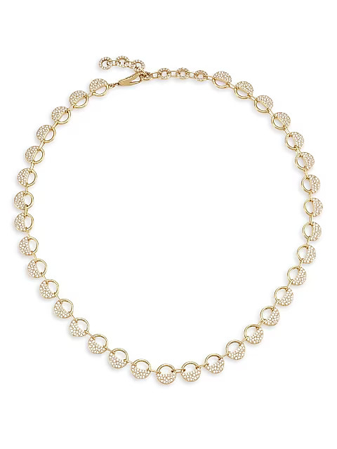 Spring Fling 18K Goldplated & Cubic Zirconia Disc-Link Choker Necklace | Saks Fifth Avenue