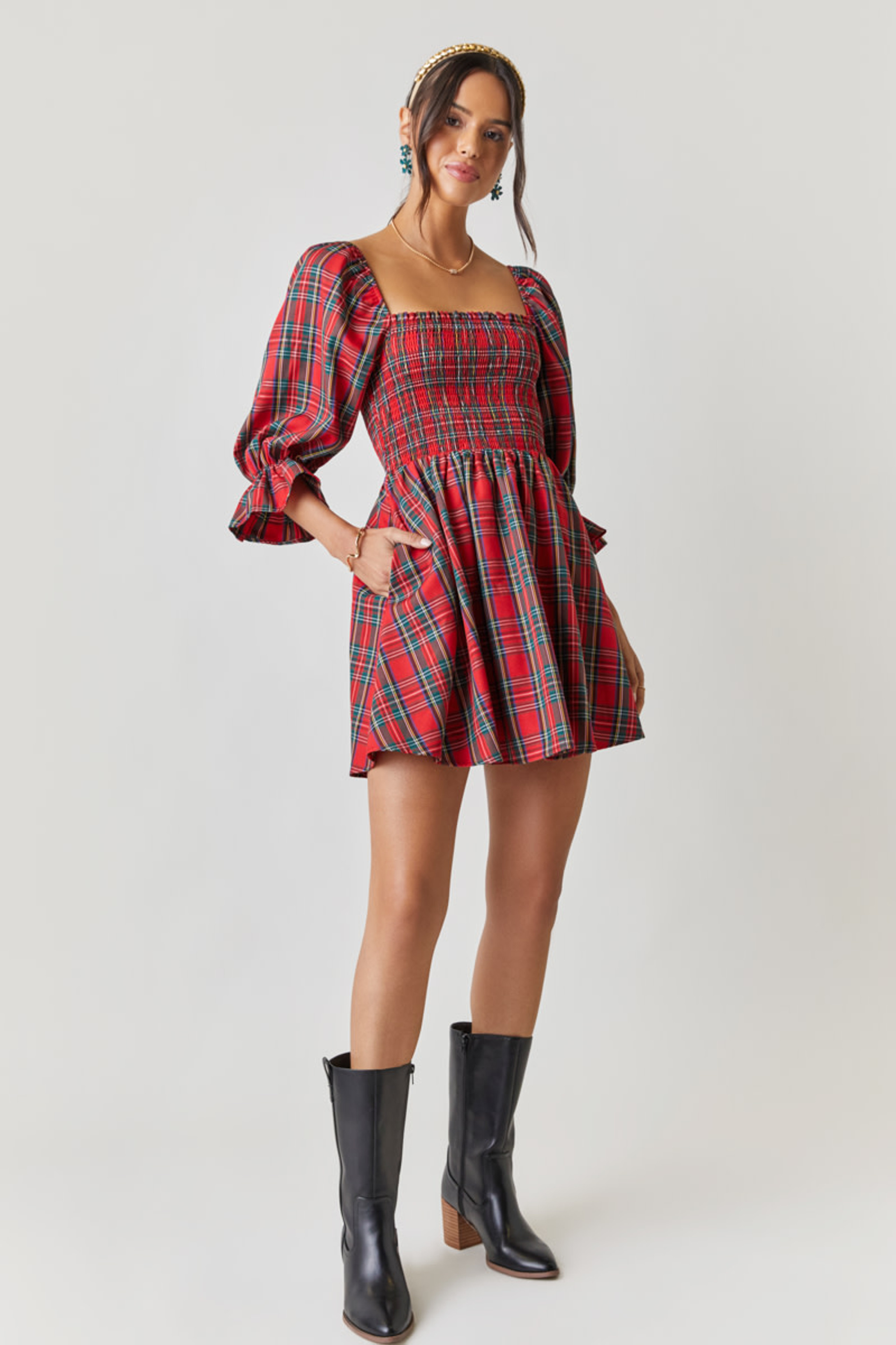 Abigail Plaid Smocked Nap Mini Dress | Francesca's