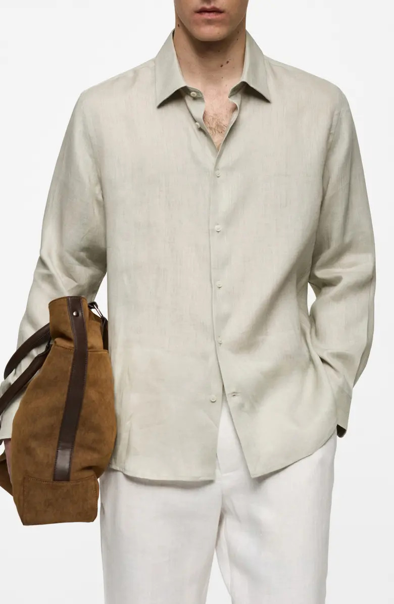 Regular Fit Linen Button-Up Shirt | Nordstrom
