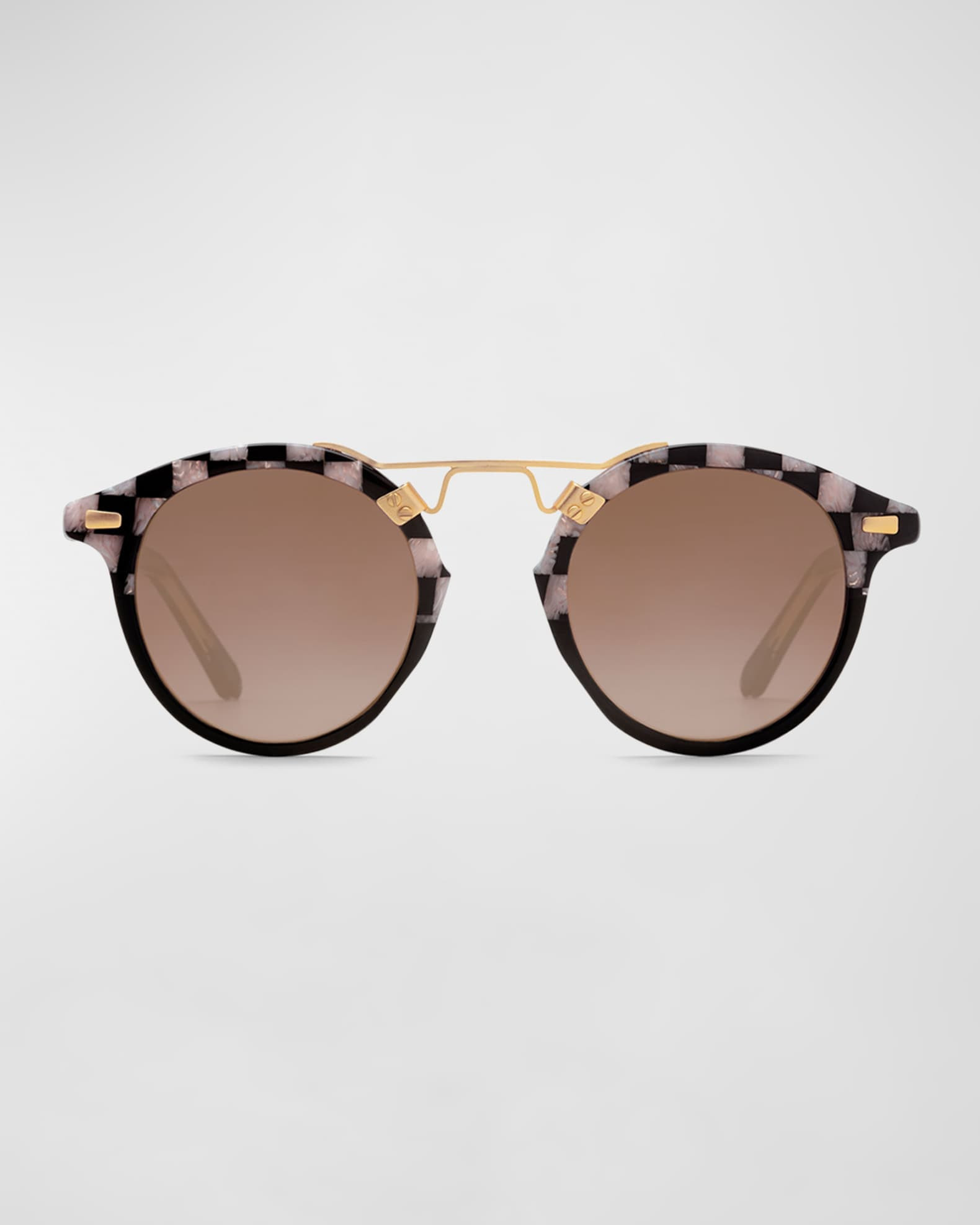 St. Louis Checkered Acetate Aviator Sunglasses | Neiman Marcus