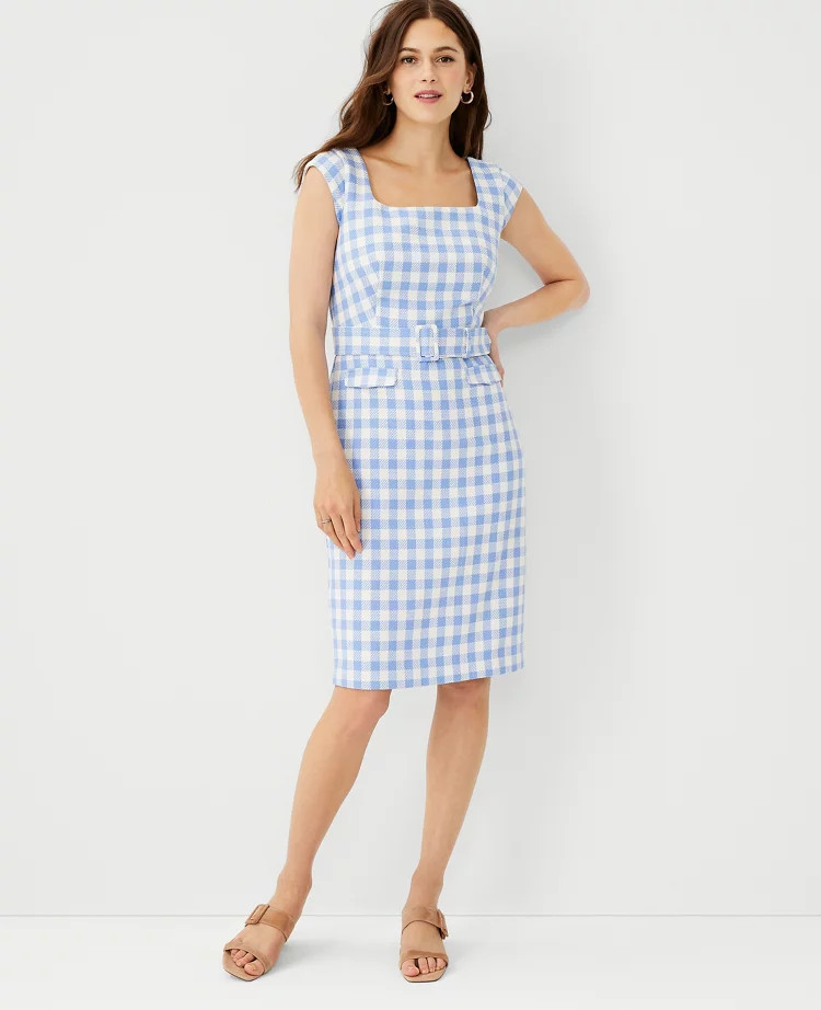 Gingham Belted Sheath Dress | Ann Taylor (US)
