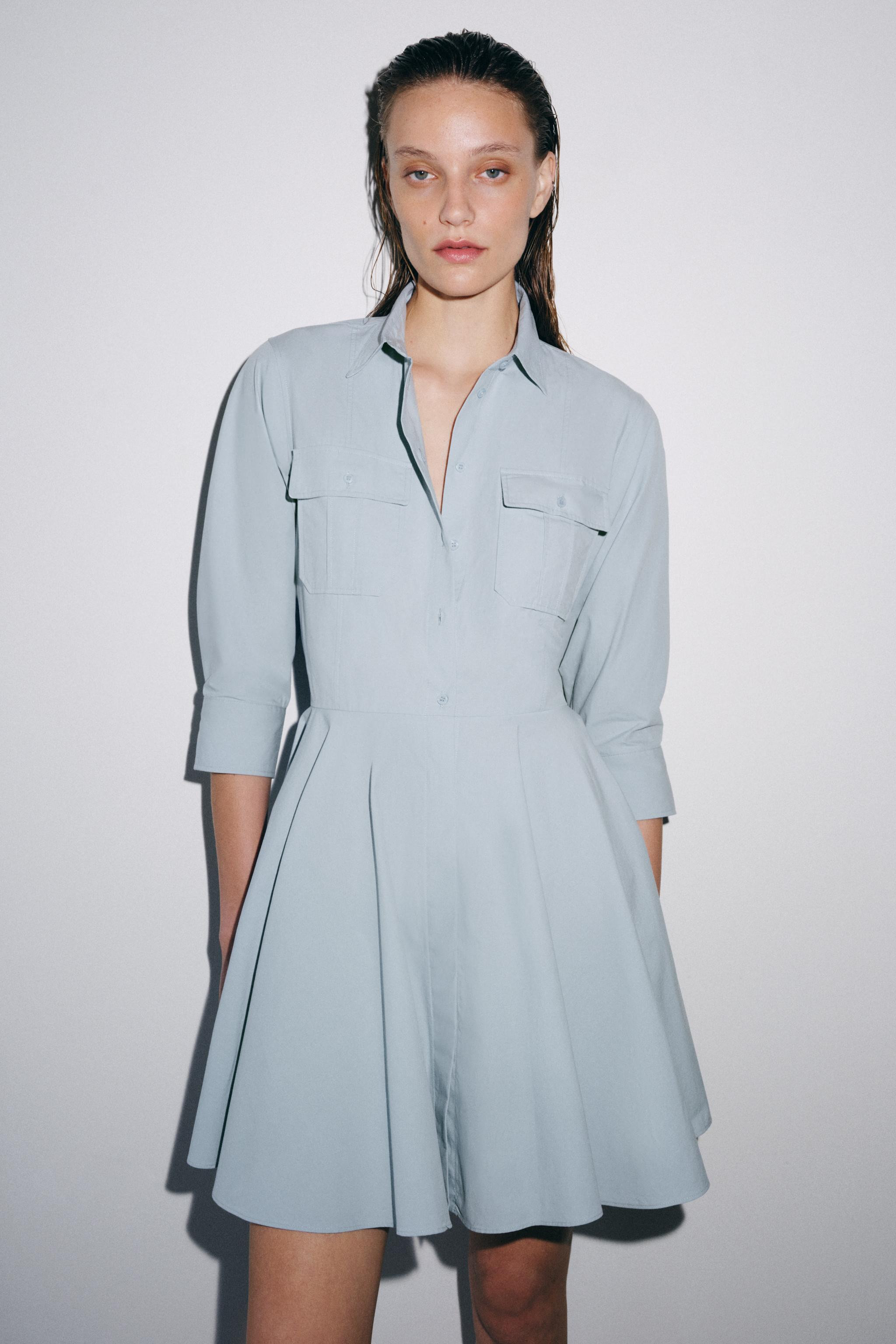 ZW COLLECTION PLEATED SHIRT DRESS | Zara US