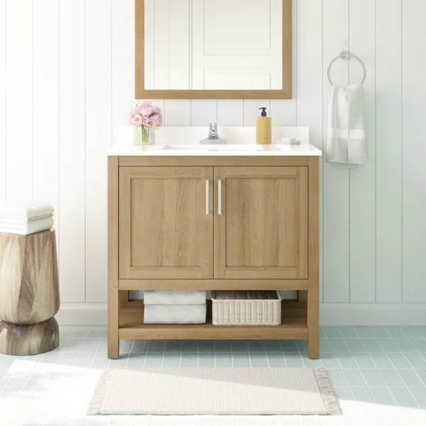 Harlene 36'' Single Bathroom Vanity with Engineered Marble Top | Wayfair North America
