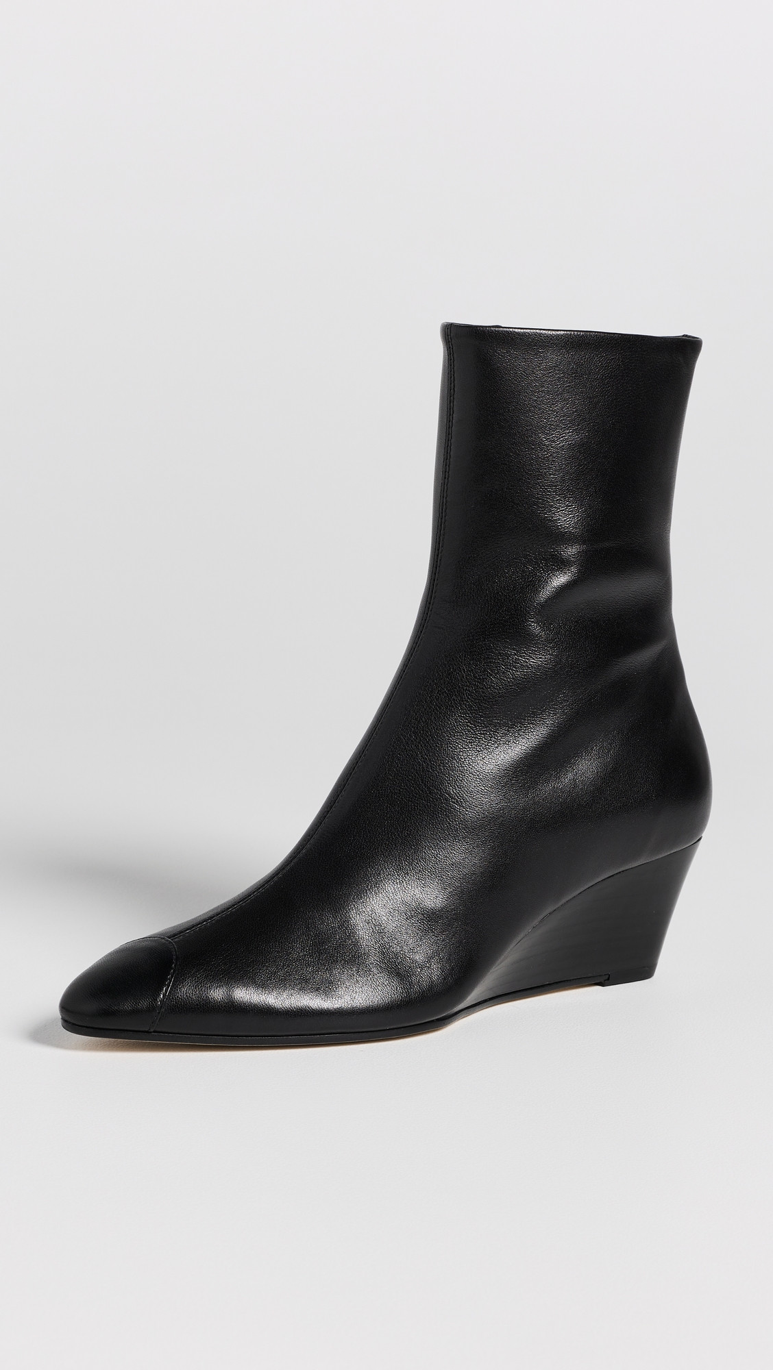 AEYDE Mia Cap Nappa Leather Wedge Booties Black 38 | Shopbop