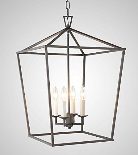 Decomust Dot Com Steel Cage Large Lantern Iron Art Design Candle-Style Chandelier Pendant, Ceilin... | Amazon (US)