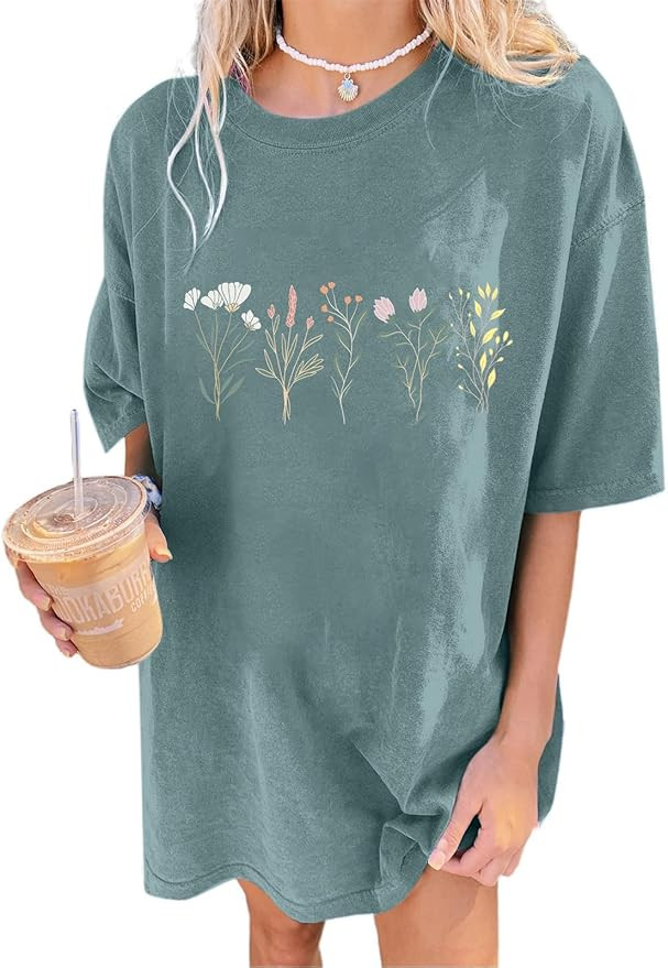 Remidoo Oversized Graphic Tshirts for Women Casual Loose Fit Short Sleeve Tee | Amazon (US)