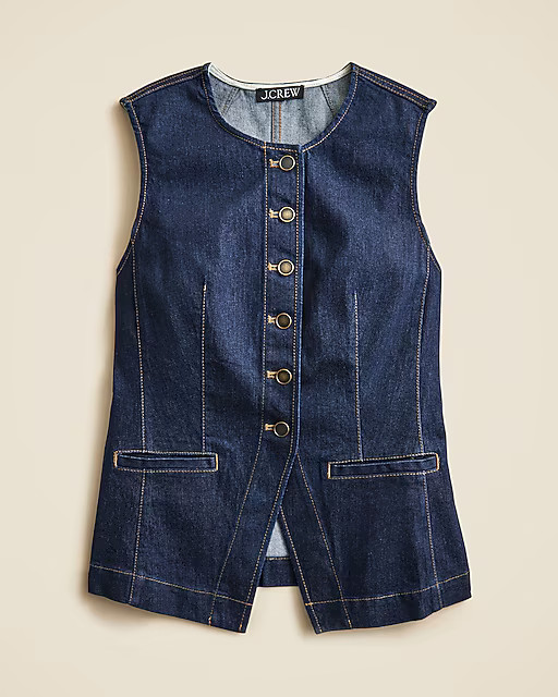 Essential cutaway vest in denim | J. Crew US
