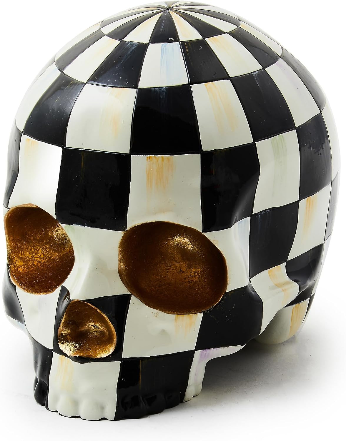 MACKENZIE-CHILDS Resin Skull Figurine, Black-and-White Courtly Check | Amazon (US)