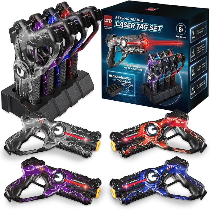 Best Choice Products Set of 4 Laser Tag Blasters, Rechargeable Infrared Lazer Tag Set & Docking S... | Amazon (US)