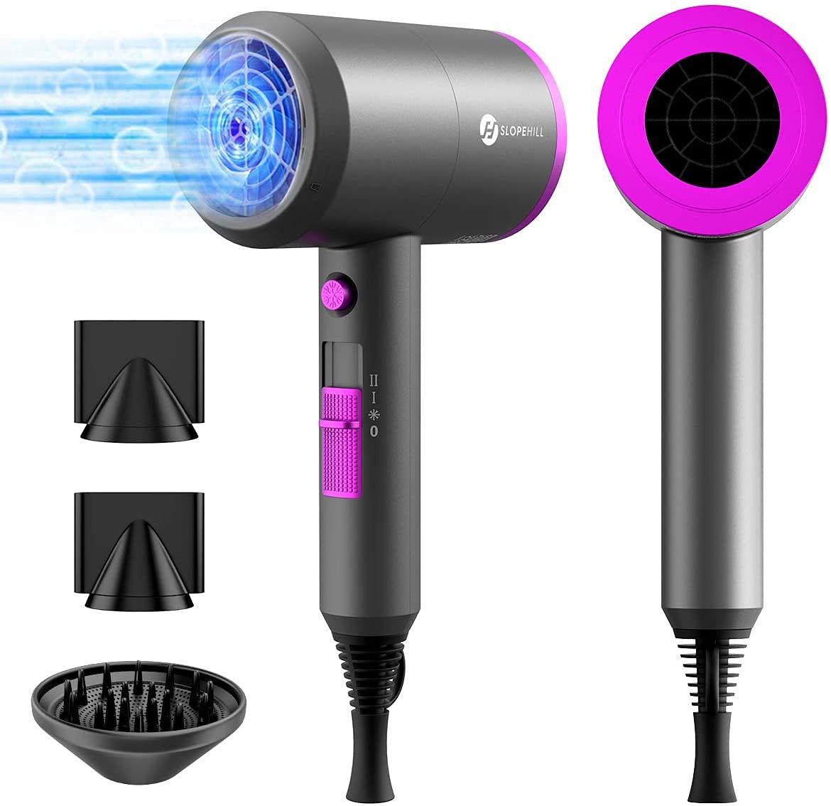 slopehill Professional Ionic Hair Dryer, Powerful 1800W Fast Drying Low Noise Blow Dryer with 2 C... | Amazon (US)
