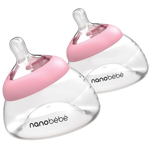Nanobebe Breastmilk Bottle, Breastfeeding Newborn Breast Like, Anti Colic, Perfect Latch, Preserves Breast Milk nutrients, Twin-Pack Pink | Amazon (US)
