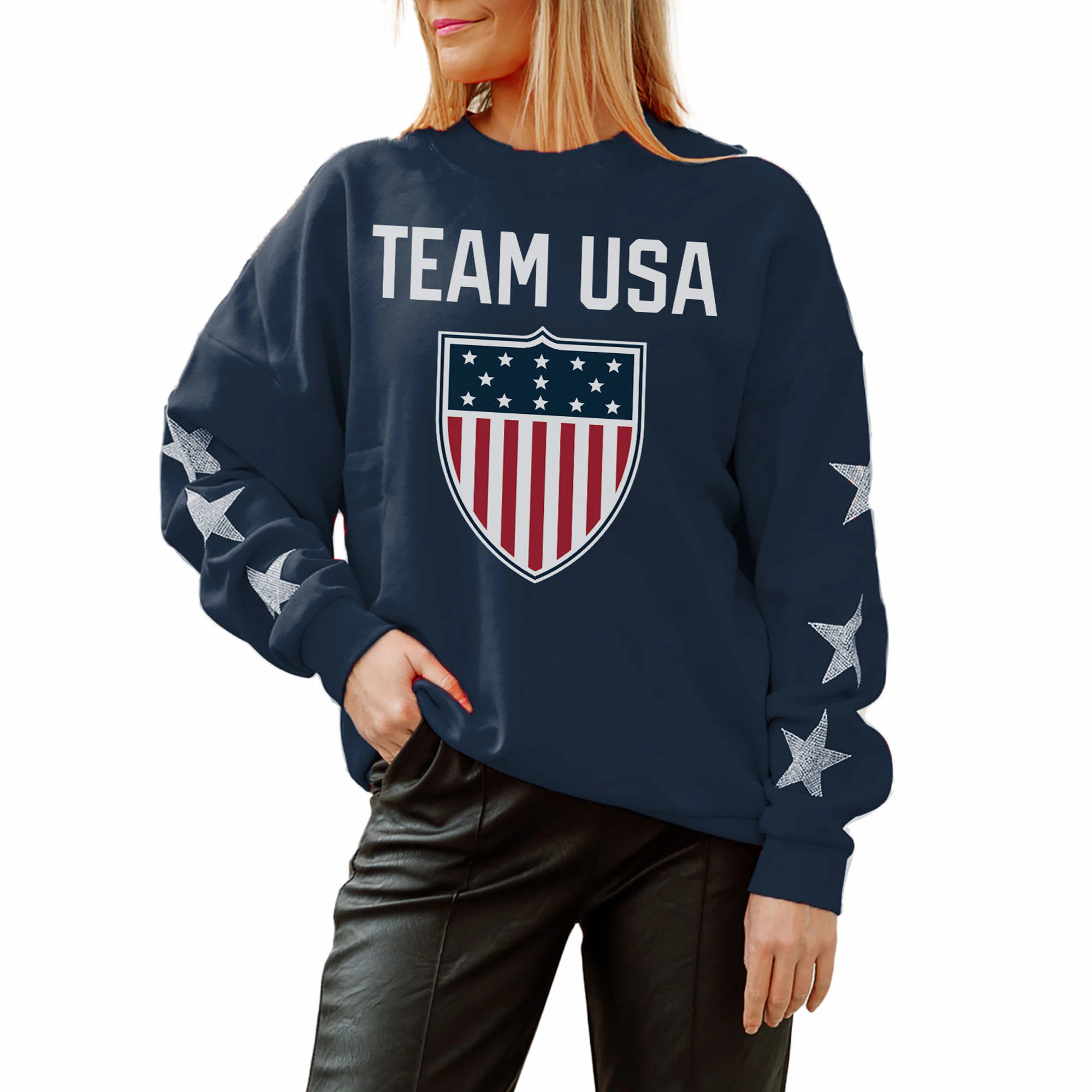 Team USA Gameday Couture Women's Glorious Horizons Drop Shoulder Pullover Sweatshirt - Navy | Fanatics